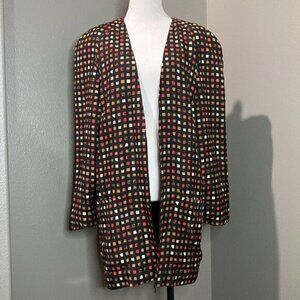 Vintage Paul Alexander Silk Wool blend Open Front Blazer Jacket Fall Patterned